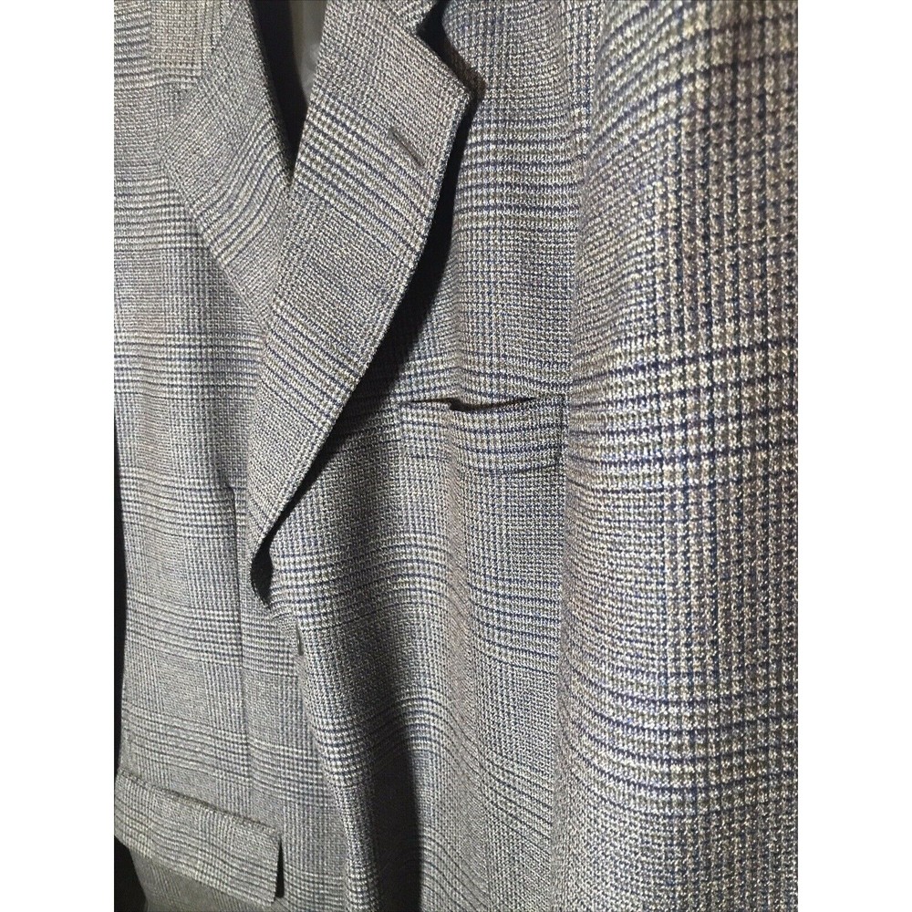 Club Room Men's Blazer Sports Coat Jacket Brown Plaid 44R Three Button Vintage - Picture 6 of 7